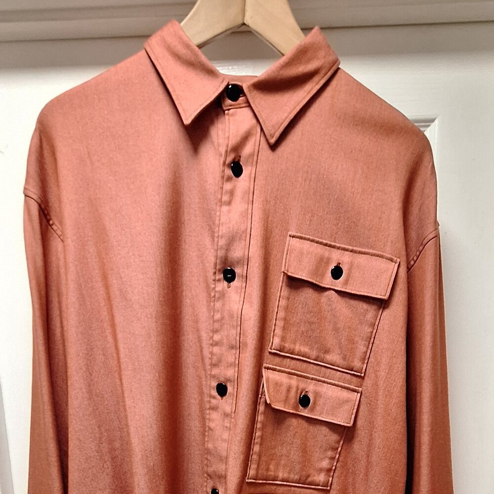 Paul Smith Red Wool-Blend Triple-Pocket Red Ear Shirt (XL)
